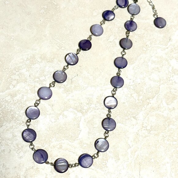 Purple Mother of Pearl Beaded Adjustable Short Necklace - Picture 1 of 11